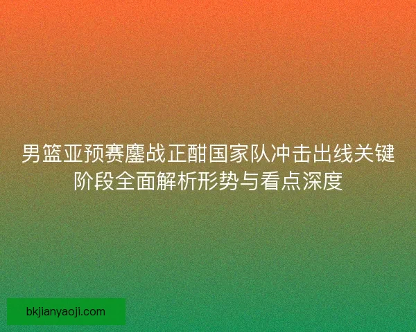 男篮亚预赛鏖战正酣国家队冲击出线关键阶段全面解析形势与看点深度