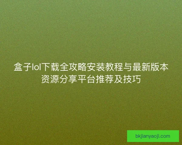 盒子lol下载全攻略安装教程与最新版本资源分享平台推荐及技巧