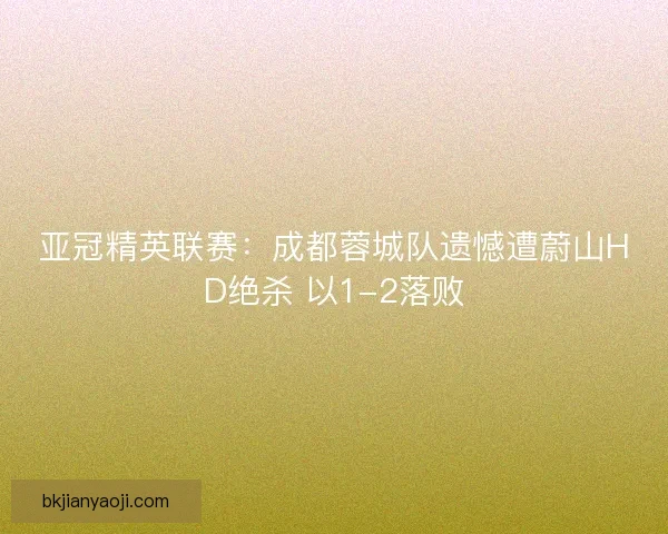 亚冠精英联赛：成都蓉城队遗憾遭蔚山HD绝杀 以1-2落败