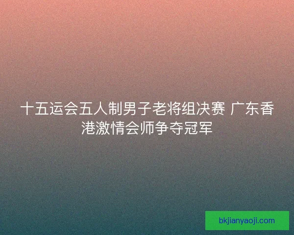 十五运会五人制男子老将组决赛 广东香港激情会师争夺冠军